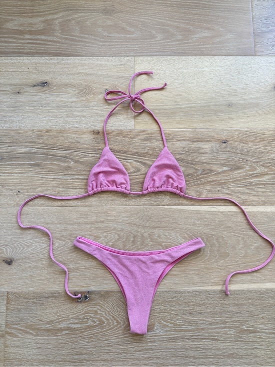Tilly's Other - Pink Glitter Sparkle Pink Two-Piece Triangle Bikini Set